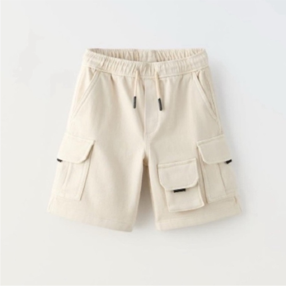 Zara Kids, Ecru, SOFT MULTI-POCKET SHORTS, 13-14 years